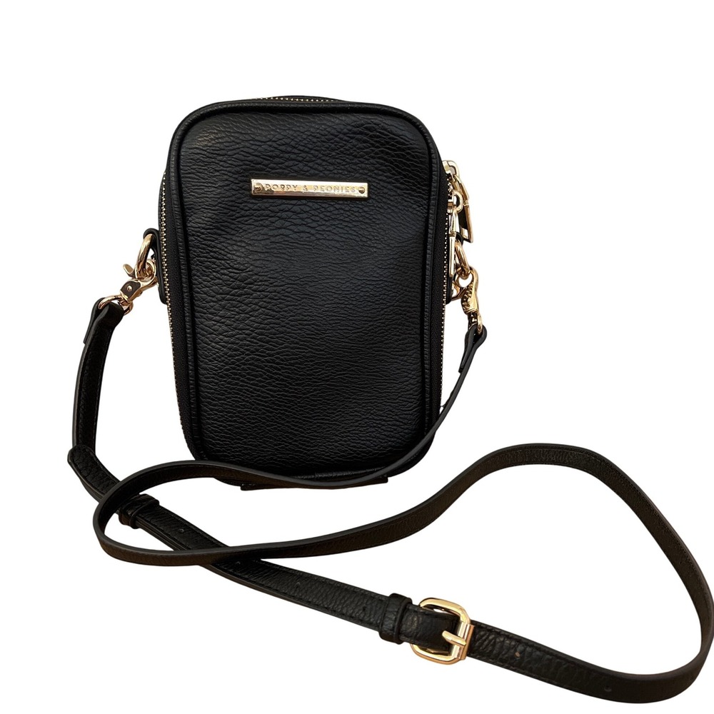 Poppy & Peonies Black Crossbody Bag